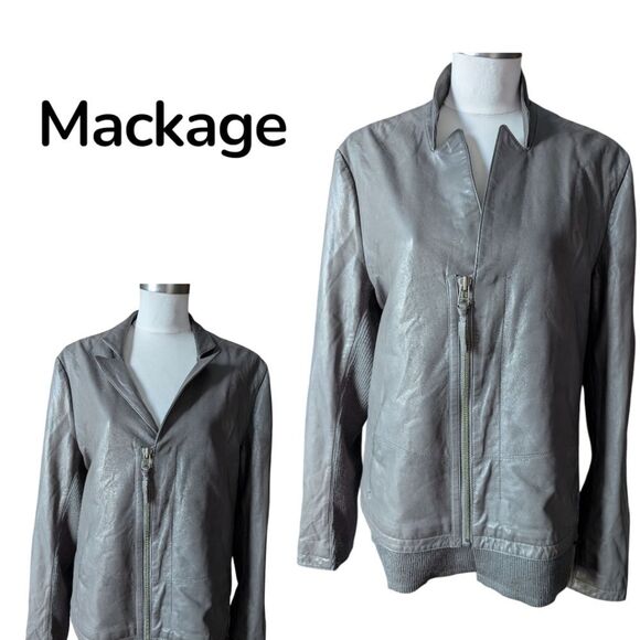 Mackage Grey Genuine Soft Leather Blazer Jacket Large - Picture 1 of 15
